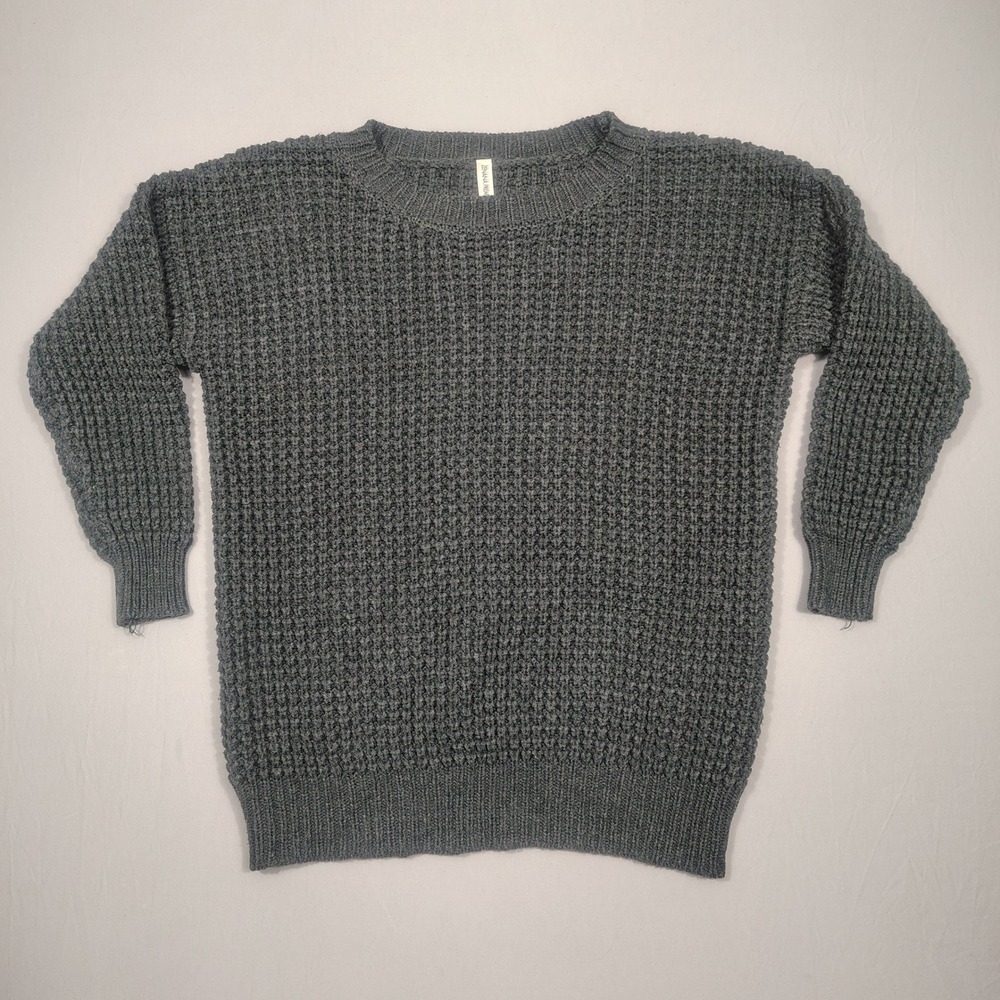 Zenana Premium Sweater Womens Large Waffle Knit Pullover Charcoal Gray TW-1963